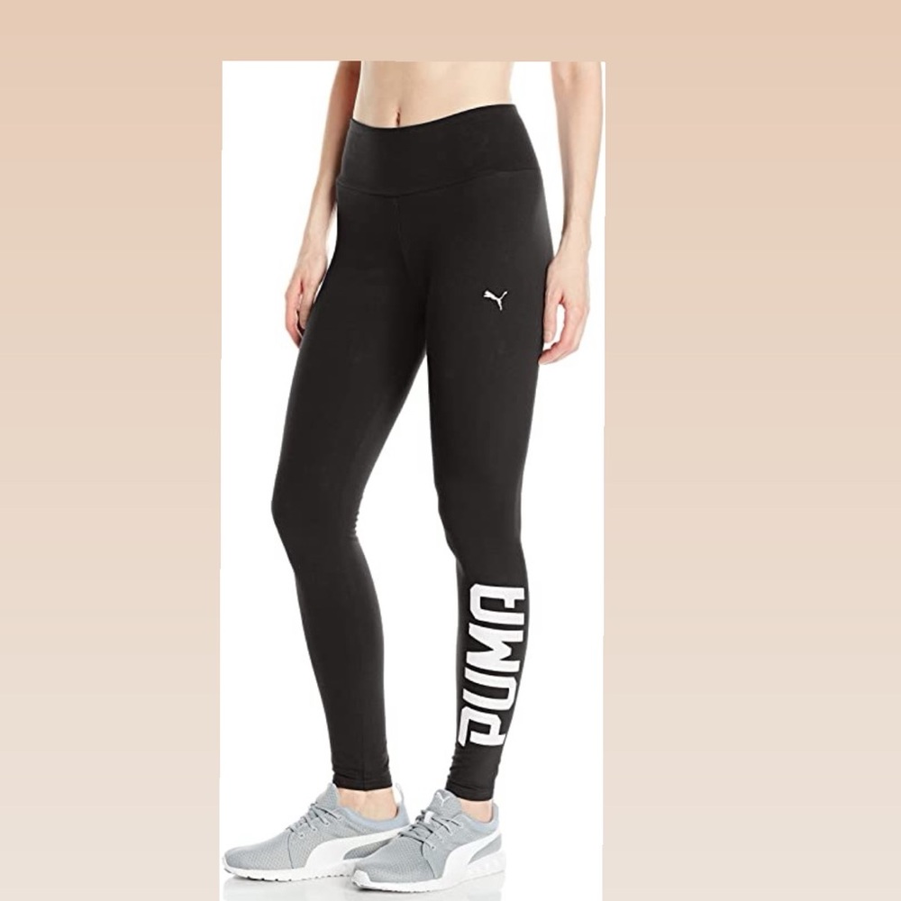 PUMA HIGH WAISTED GREY LEGGINGS BLACK LOGO